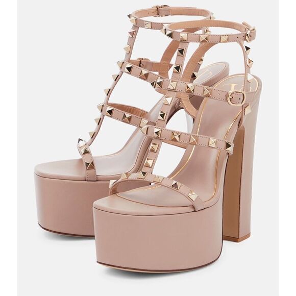 Valentino Garavani Rockstud Platform Heels Nude Size 39.5 - Picture 3 of 12